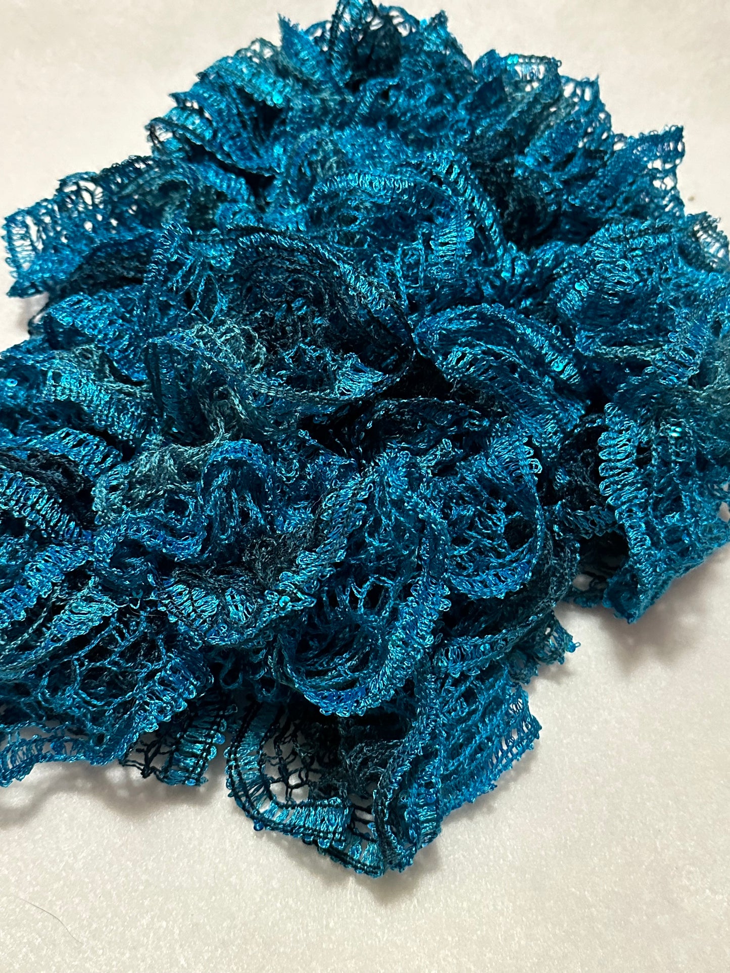 Blue with Sequences Ruffled Scarf