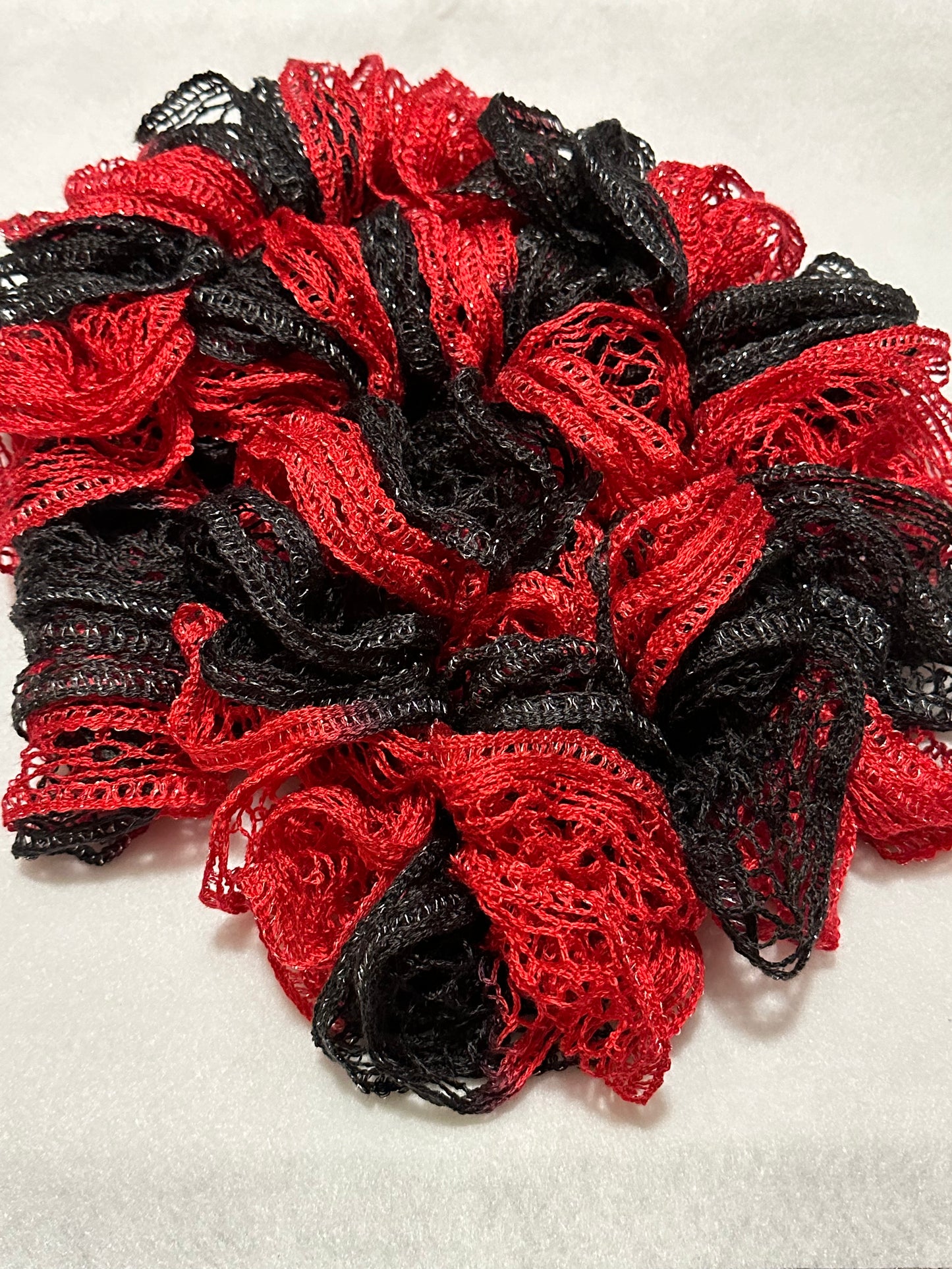 Red & Black Ruffle Scarf