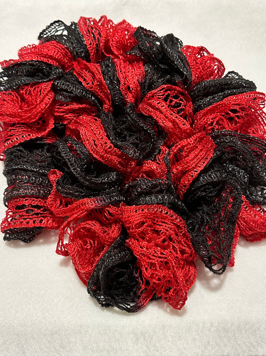 Red & Black Ruffle Scarf