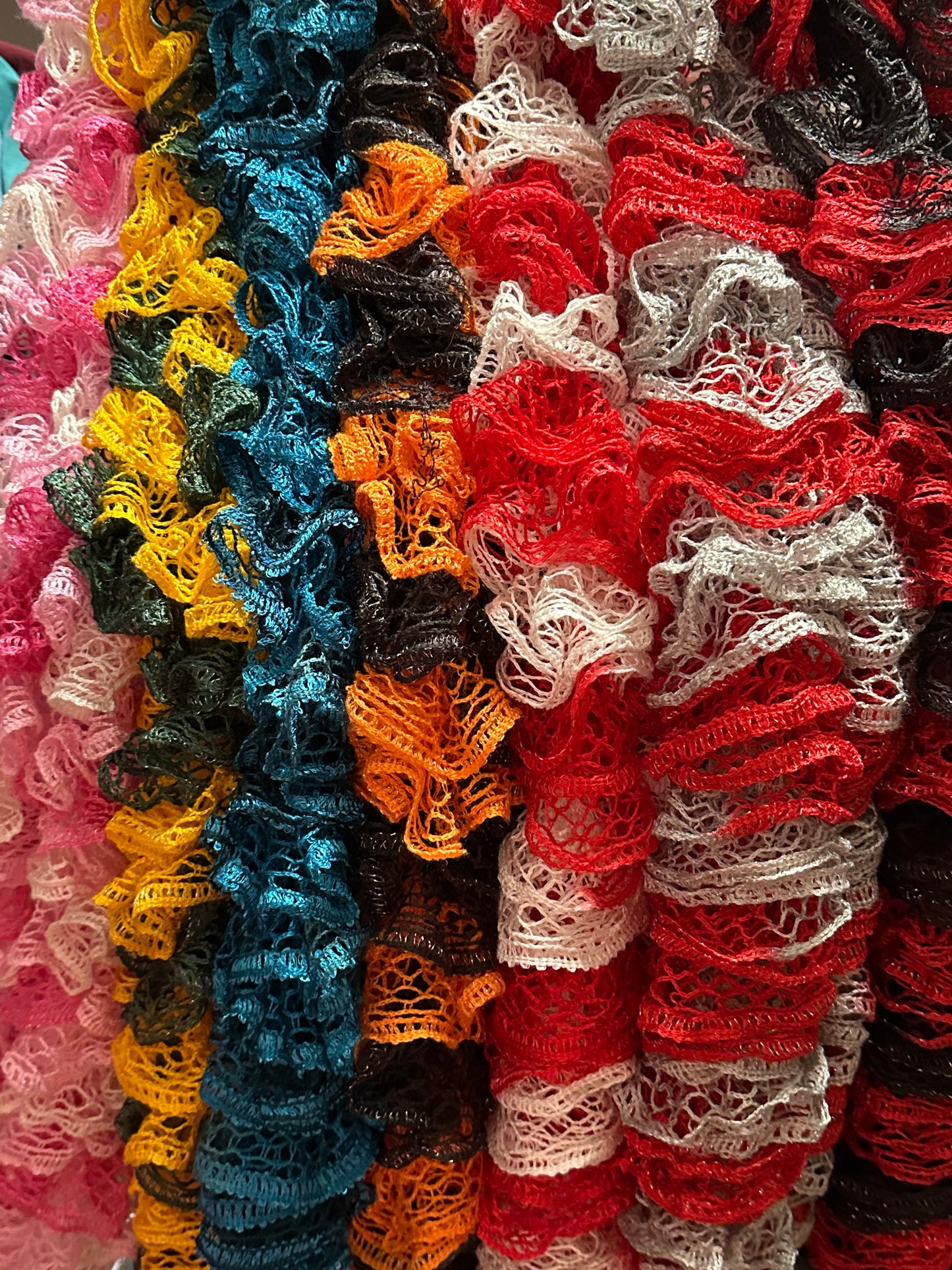 Red & Grey Ruffle Scarf