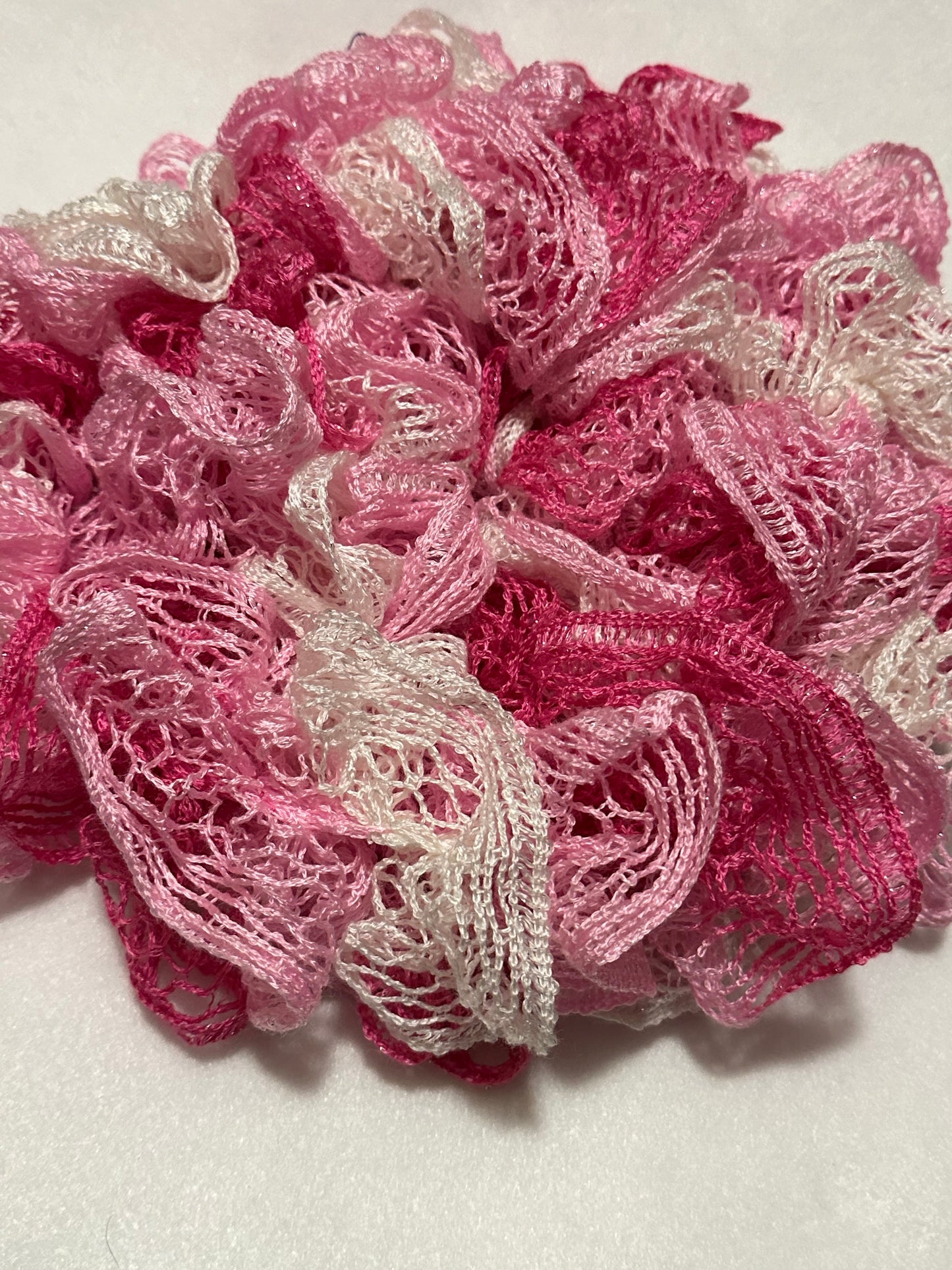 Pink & White Ruffled Scarf